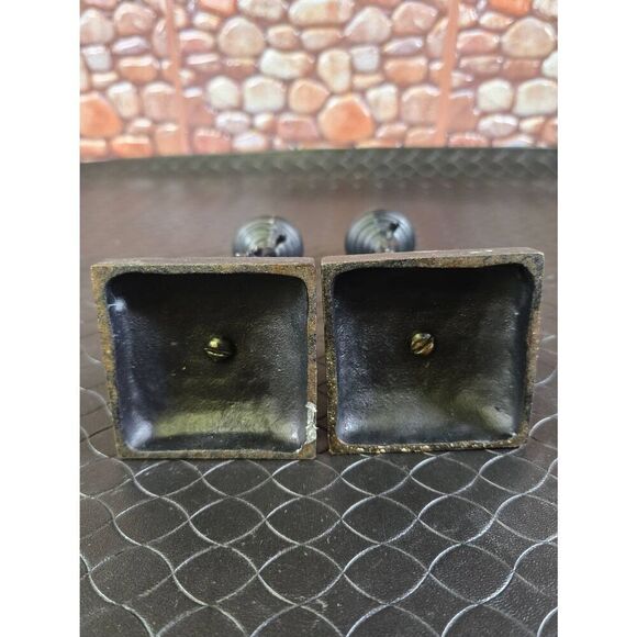 Two Ornate Squirrels on a Tree Black Cast Iron Candle Holder 8in Tall - Picture 9 of 12